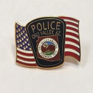 Police Oro Valley Arizona AZ USA Flag Crest Lapel Hat Pin